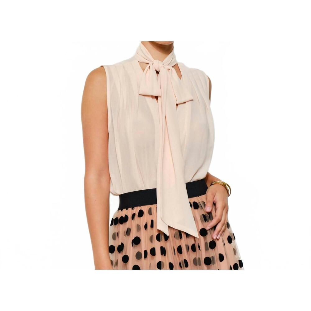 NEW INA FASHION tie-neck blouse in blush